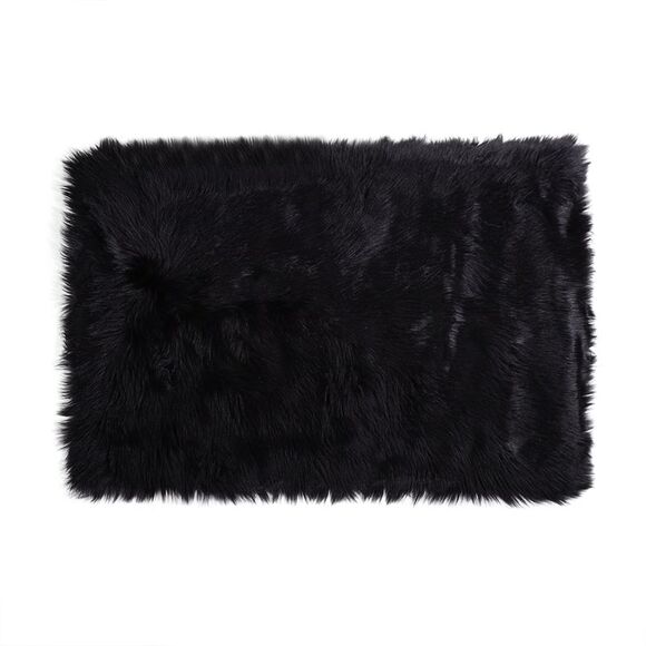 Soft Faux Fur Rug Indoor Fluffy Area Rugs Rectangle Floor Mat 2 x 3ft Black - Picture 1 of 6